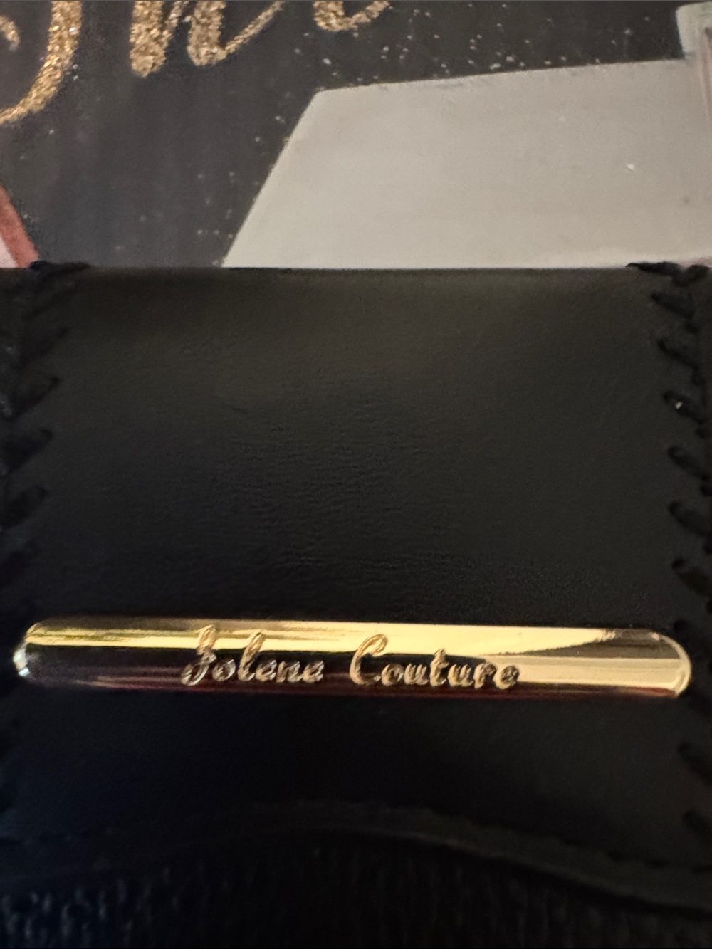 Jolene Couture Black Leather Wallet with Gold Accent